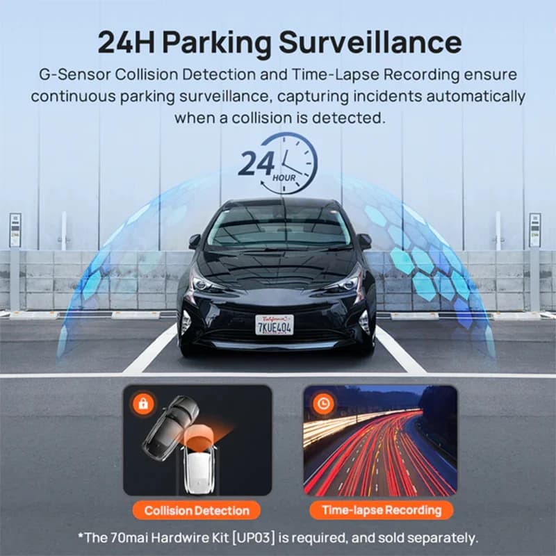 كاميرا 70mai A410 جديدة 1440P 2.5K صورة F1.55 قناة مزدوجة دعم GPS رؤية ليلية 24 ساعة انتظار إصدار محدث من A400 - 6