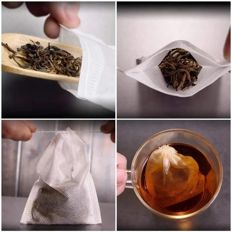 Disposable Teabags Non-woven Fabric Tea Filter Bags for Coffee Spice Tea Bag with Empty Tea Bags With Strings Nylon Filter Bag - 2
