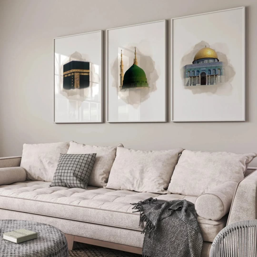 1/3pcs Islamic Dome of The Rock Canvas Print Poster Modern Abstract Ramadan Muslim Art Prints Bedroom Wall Art Home Decor - 4