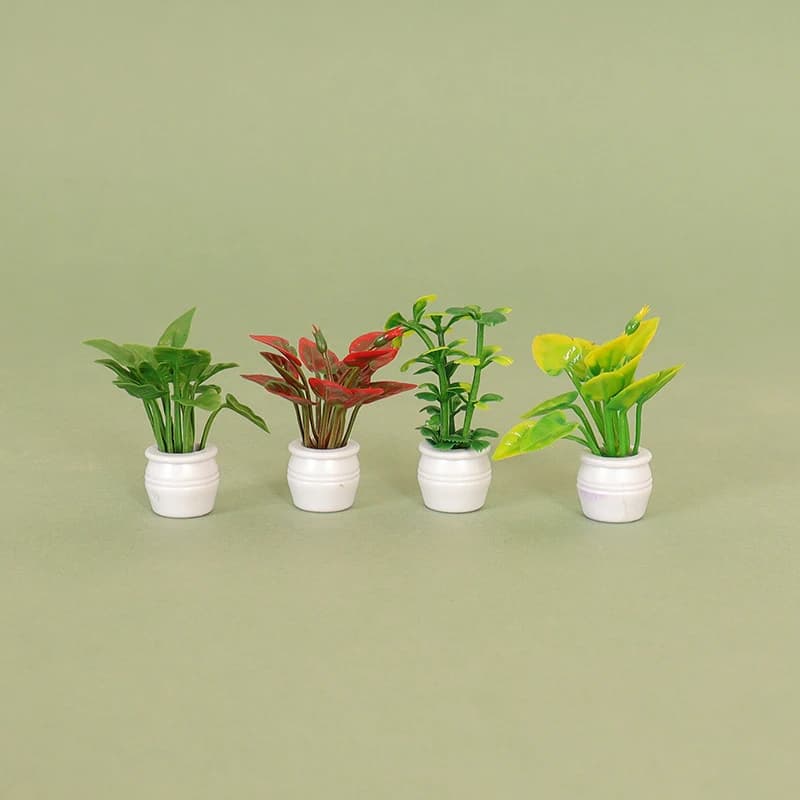 Doll House Mini Simulated Green Plant Potting Plant Model DIY Dollhouse Home Garden Outdoor Landscape Flower Bed Scene Decor - 5