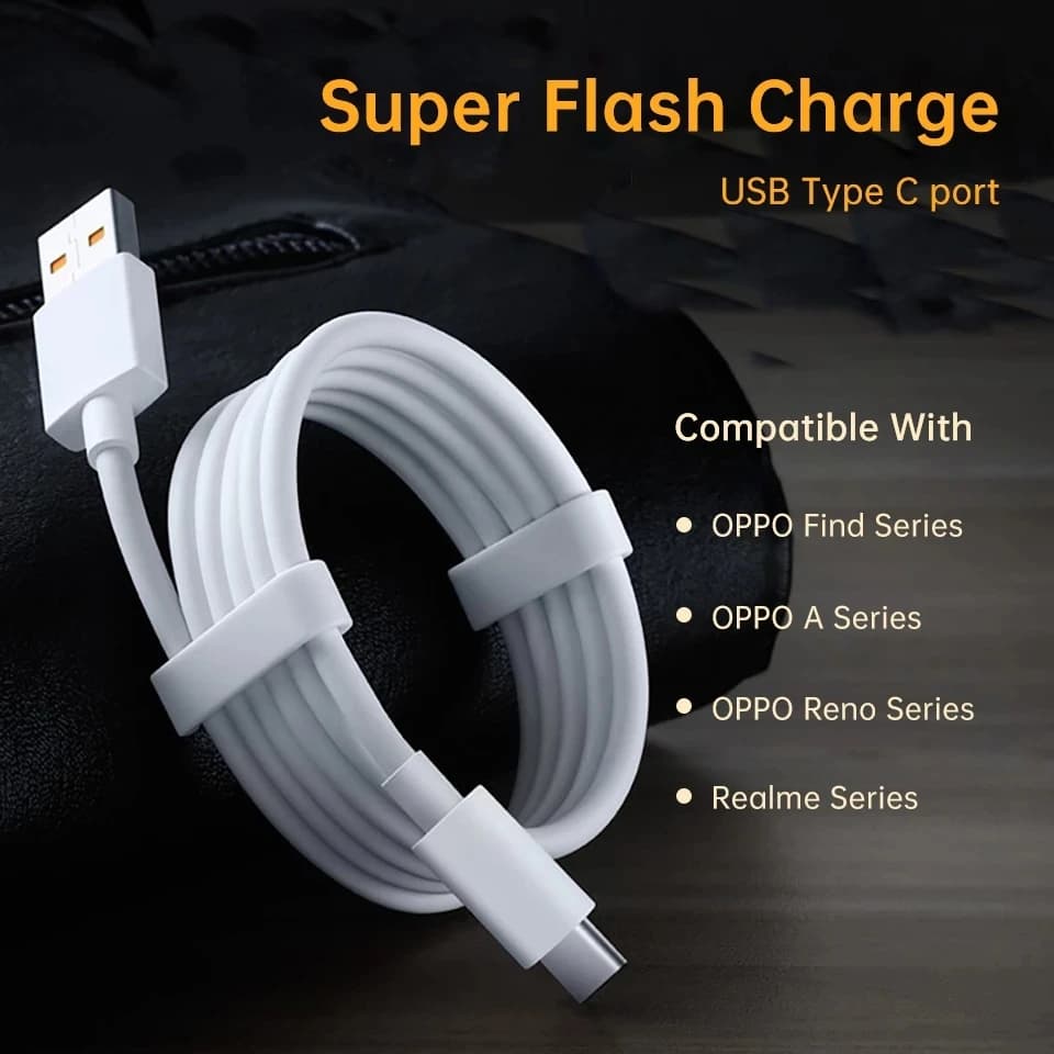 كابل Realme الأصلي Vooc USB C شحن سريع 6.5A سوبر دارت شحن سريع لـ GT Narzo 30a 20pro X50 Pro 5g X7 Xt X2 - 2