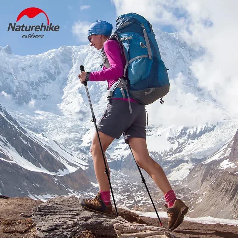 Naturehike - عصا تسلق من ألياف الكربون مع قفل خارجي، خفيفة الوزن، محمولة، عصا حائزة على جائزة فضية، 3 أقسام، 135 جرام - 5