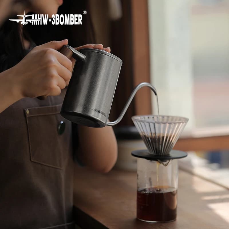 إبريق قهوة بتصميم عنق إوز من الفولاذ المقاوم للصدأ سعة 400/600 مل - أدوات بارستا أنيقة للمطبخ - 3