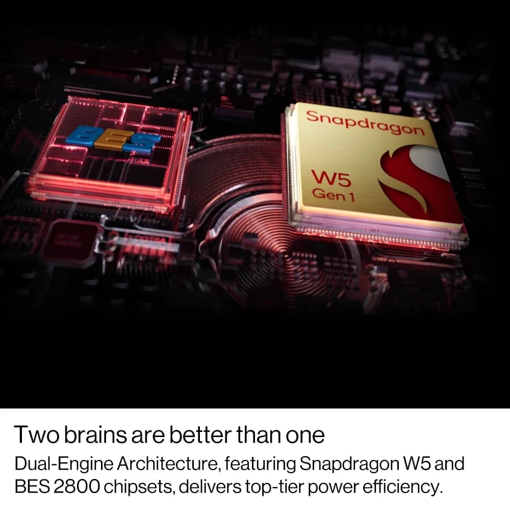 ساعة ون بلس واتش 3 الذكية الجديدة كلياً - الإصدار العالمي - شاشة 1.50 بوصة أموليد - ذاكرة 32 جيجابايت - معالج سنابدراجون W5 - نظام وير أو إس من جوجل - NFC - مقاومة للماء IP68 و 5ATM - 4