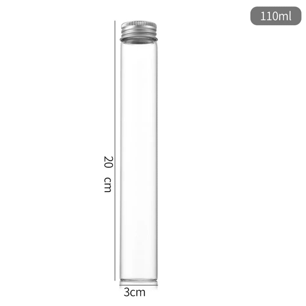15/25/60/80/100ml Mini Glass Bottles Screw Top Aluminum Lids Sealed Packaging Bottle Sample Capsule Tube Jars Transparent Bottle