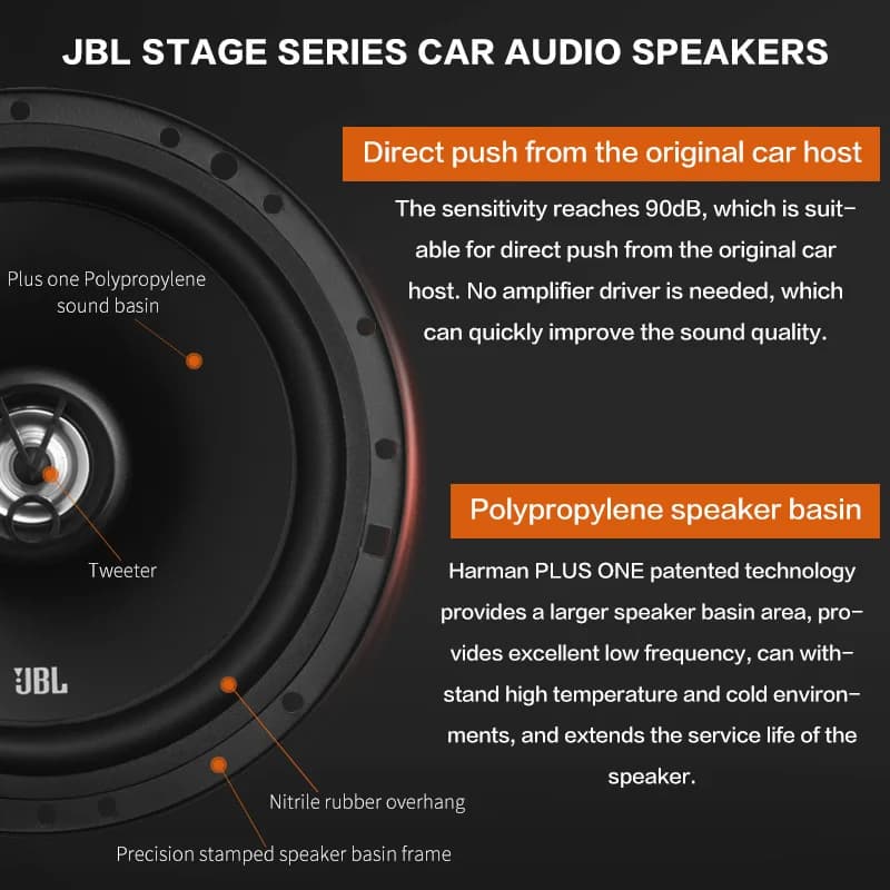 JBL car audio speaker 6-inch 6.5-inch coaxial speaker 350W full-band speaker Hifi speaker Car audio treble mid-speaker subwoofer - 2