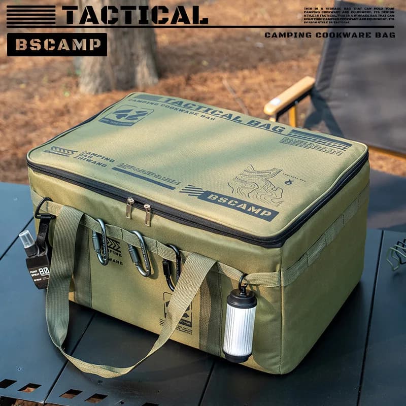 Multifunctional Camping Cookware Storage Bag Tactical Design Large Capacity Anti-Collision Gas Tank Carry Bag for Outdoor Picnic - 2