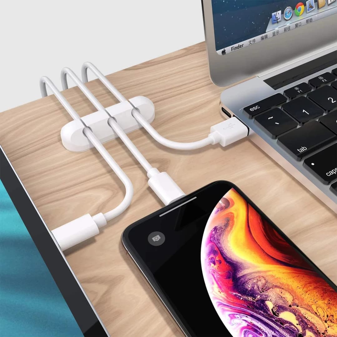 NNBILI 1/3/5/7Hole Cable Cord Wire Organizer Silicone USB Cable Winder Management Clips Self Adhesive for Mouse Keyboard Headset - 3