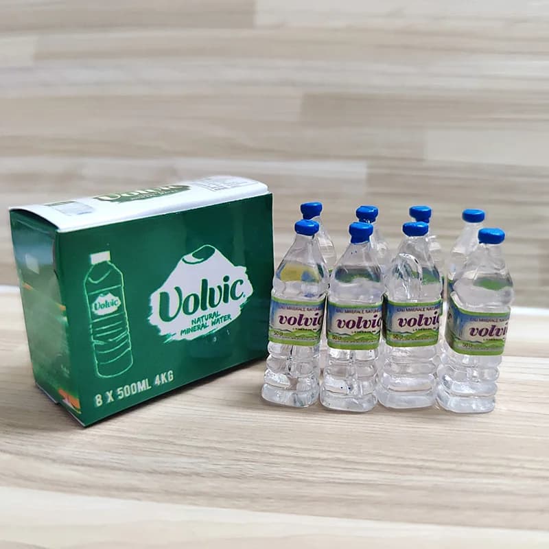 نموذج محاكاة مصغر زجاجة مياه معدنية مع صندوق نموذج مشروب مصغر لعبة مطبخ دمية سوبر ماركت طعام - 6