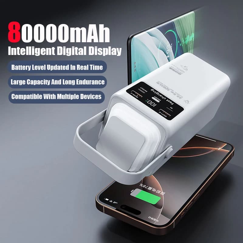 80000mAh Large Capacity Portable Outdoor Emergency Power Supply Built-in Cable And Camping Light Suitable For IPhone And Samsung - 2