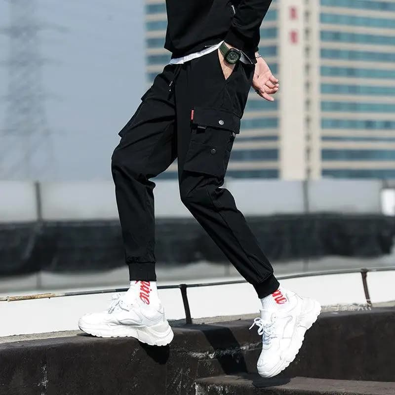 2025 New Trendy Solid Color Pants, Multi Flap Pocket Men's Cargo Pants, Loose Casual Outdoor Pants, Men's Work Pants oversized - 5
