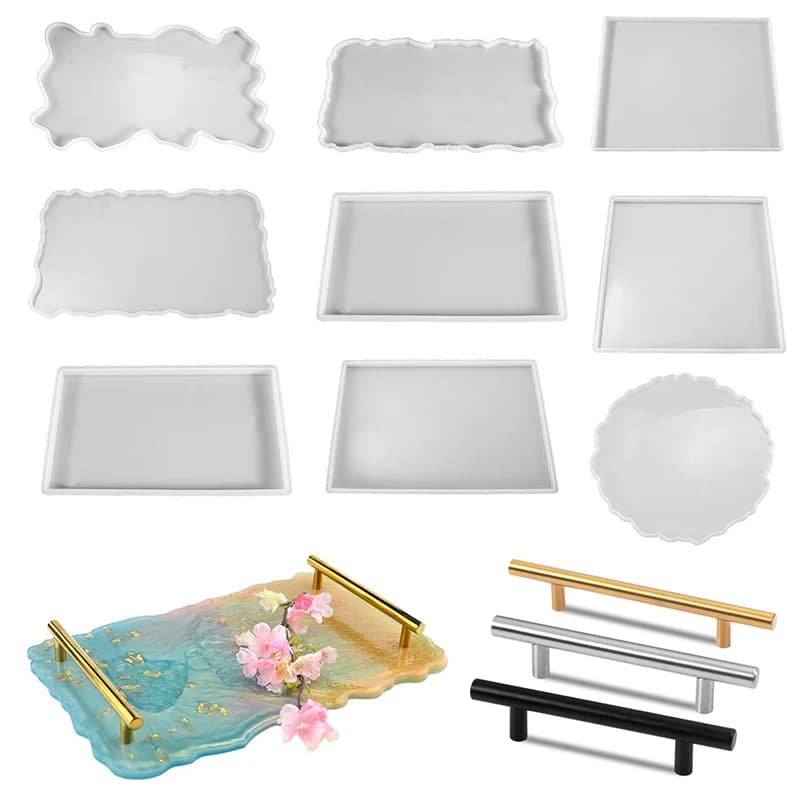 قالب سيليكون مستطيل كبير لصينية راتنج الإيبوكسي، لصنع حامل أكواب وديكورات منزلية يدويًا