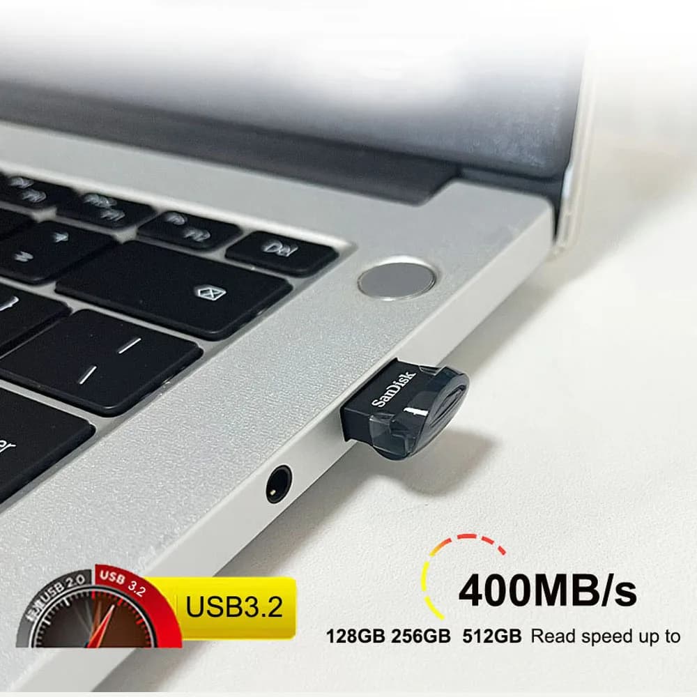 SanDisk SDCZ430 Ultra Fit USB 3.2 Gen 1 Flash Drive بسعة 32 جيجابايت و64 جيجابايت و128 جيجابايت و256 جيجابايت و512 جيجابايت و1 تيرابايت، فلاش درايف، فلاش درايف صغير، عصا ذاكرة U Disk - 6