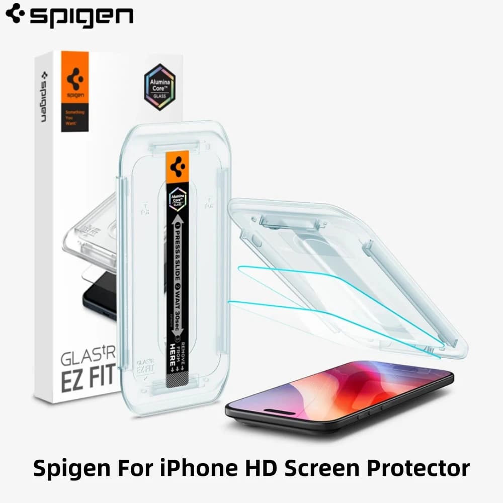 2PCS Spigen Glas.tR EZ Fit Sensor Protected Tempered Glass High Definition Screen Protector For iPhone 17 Pro Max 16 15 14 Plus