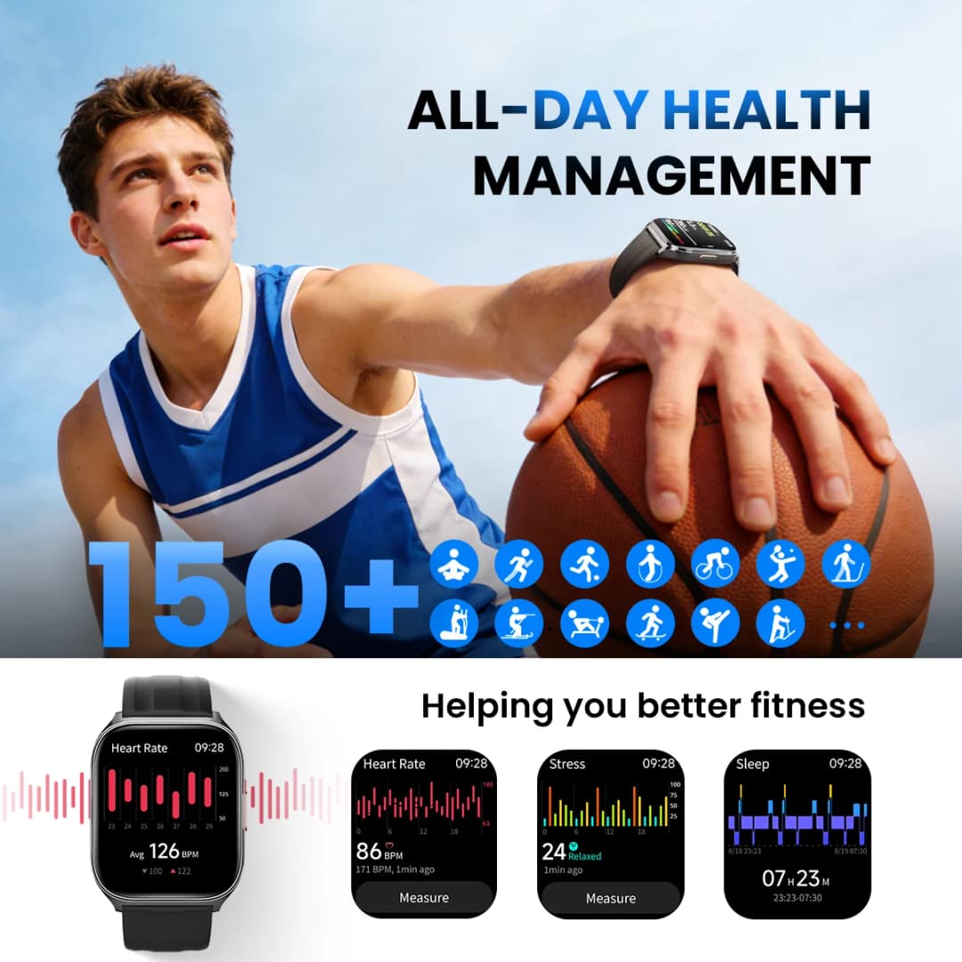 هايلو ووتش 3 ساعة ذكية بمكالمات صوتية شاشة AMOLED 1.85 بوصة مراقبة صحية 24 ساعة 150+ وضع رياضي ساعة ذكية مقاومة للماء 1ATM - 3