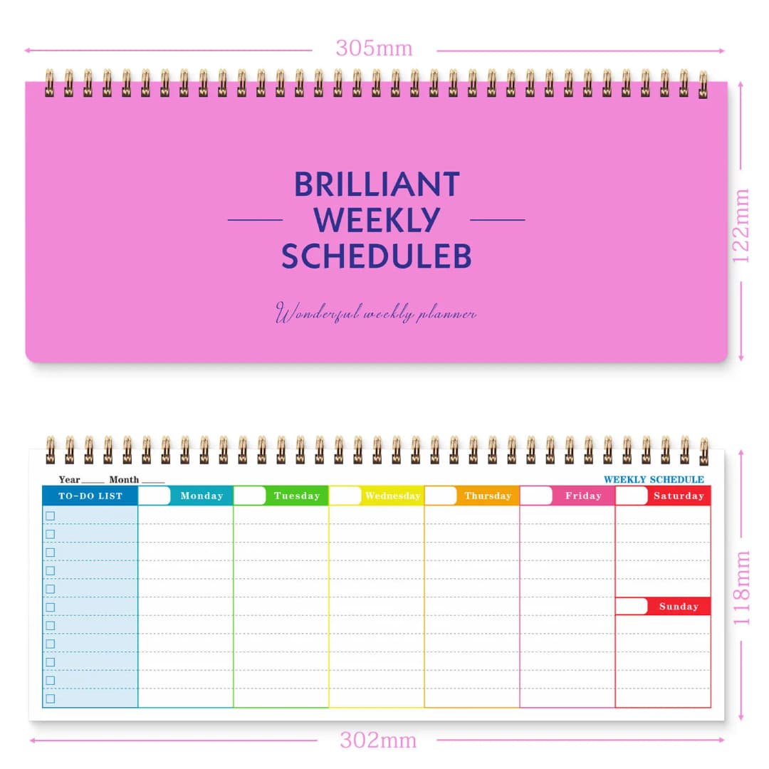 60 ورقة/120 صفحة دفتر ملف إنجليزي مخطط أسبوعي بطاقة دراسة تجارية مذكرة جدول زمني دفتر ملاحظات - 2