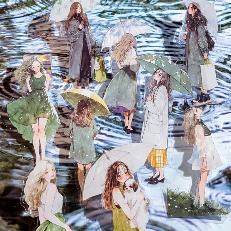 60 قطعة/الحقيبة المطر مقدمة سلسلة PET الحبر الأبيض ملصق حزمة DIY كتيب سكرابوكينغ ملصقات القرطاسية ملصقات