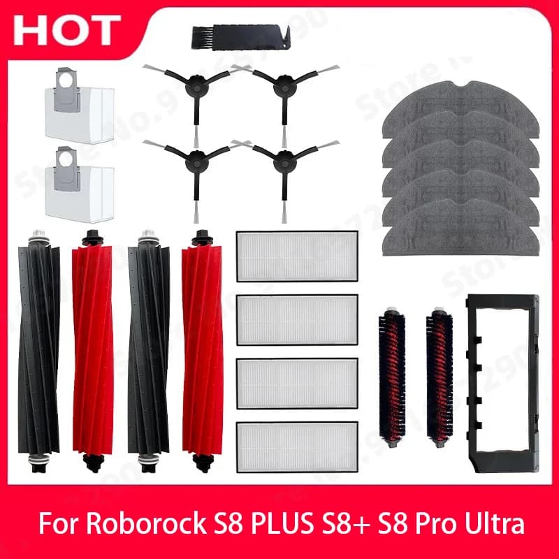 Roborock S8 PLUS S8+ S8 Pro Ultra G20 Robot Vacuum Main Side Brush Mop Hepa Filter Dust Bag Cleaning Rolling Brush Accessories