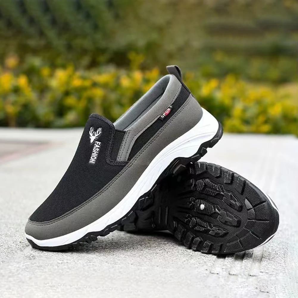 Men Casual Canvas Shoes Lightweight Summer Mesh Shoes Breathable Slip on Flats Men Fashion Walking Shoes Soft Loafers for Men - 3