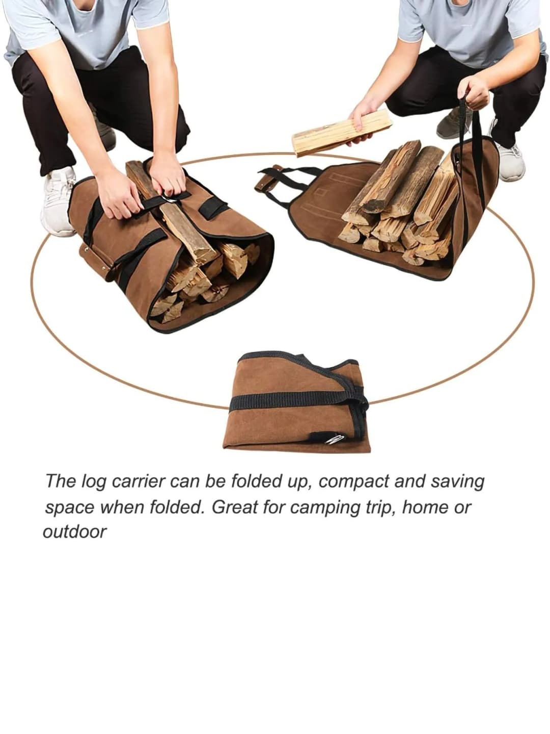 حقيبة حمل حطب، حامل حطب من القماش، كبير جداً ومتين لمواقد الحطب، مواقد الخشب، الحطب، السجلات، التخييم - 3