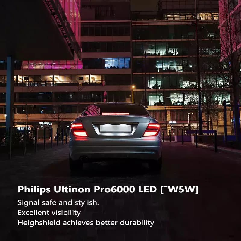 Philips LED T10 W5W High Lumens Ultinon Pro6000 80LM 130LM 270LM 6000K Fashion White Signal Interior Light Door Readling Lamps - 4