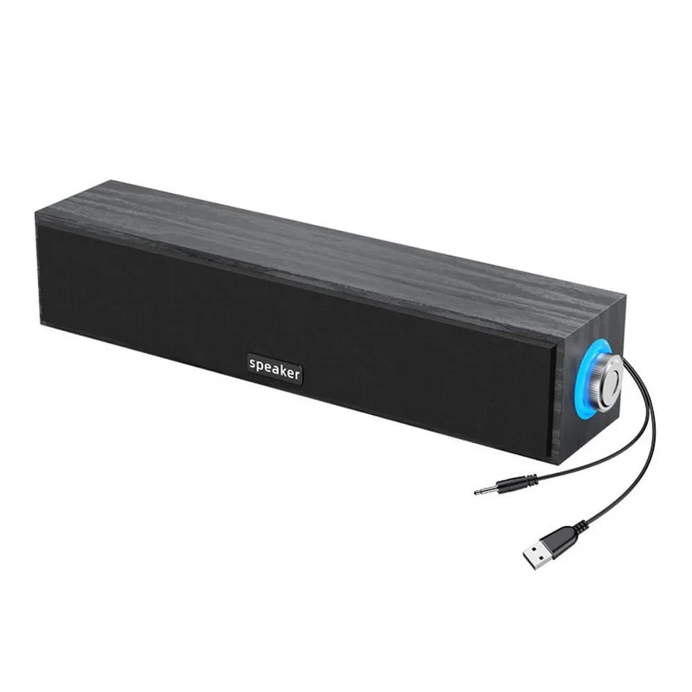 New Long Strip USB Wired Bluetooth Dual Speakers Wooden Small Speaker Computer Notebook Sound Bar Desktop Heavy Bass - 2