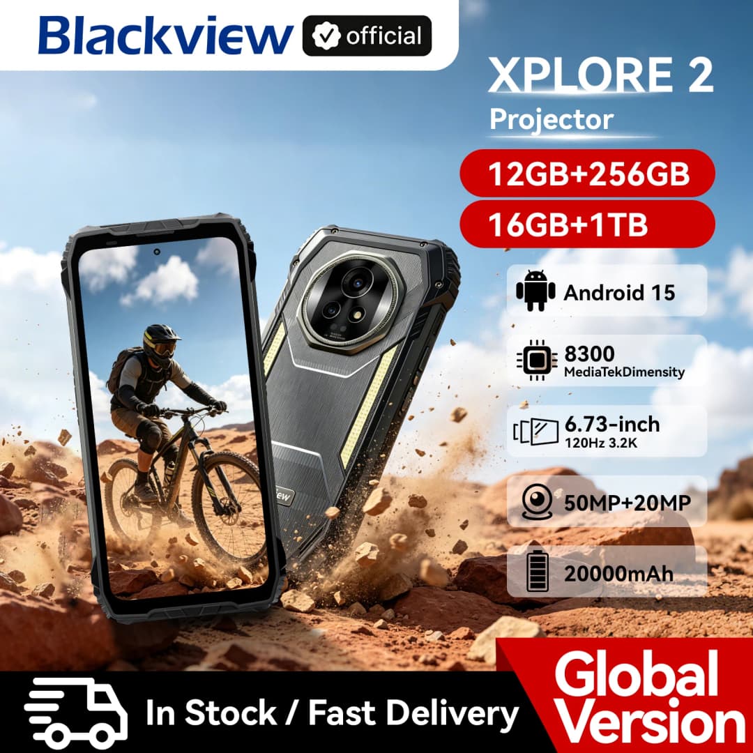 Blackview XPLORE 2 Projector 5G AI Rugged Smartphone, 6.73" 3.2K AMOLED Display, 50MP Camera, 20000mAh, Outdoor Mobile Phone NFC