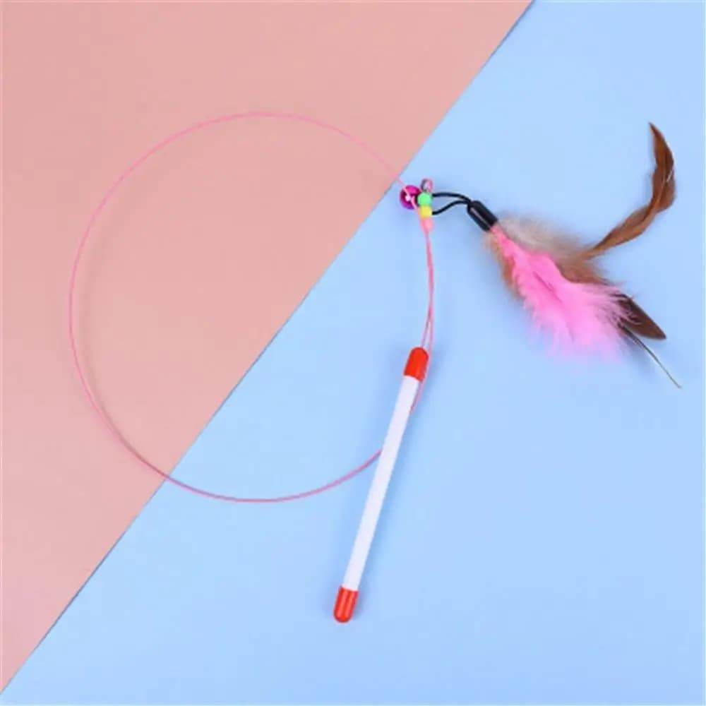 1PCS Metal Wire Funny Cat Stick Cat Toy Pet Toy with Feather Bell Funny Cat Rod Pet Supplies - 2