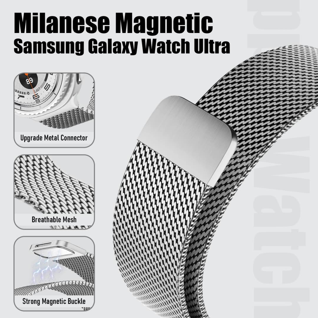 سوار حلقة ميلانيزي لساعة Samsung Galaxy Watch 8 و8 Classic، سوار معدني 44 مم و40 مم و46 مم، سوار لساعة Galaxy Watch Ultra 2025 47 مم - 5
