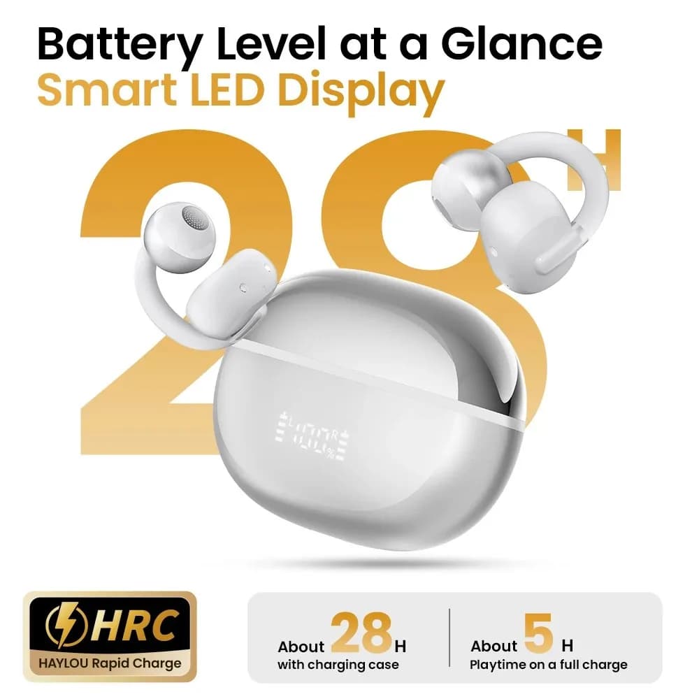 سماعات أذن لاسلكية HAYLOU AirFree مع Bluetooth 5.4 وشاشة LED وميكروفون مزدوج وتقليل الضوضاء باستخدام الذكاء الاصطناعي - 5