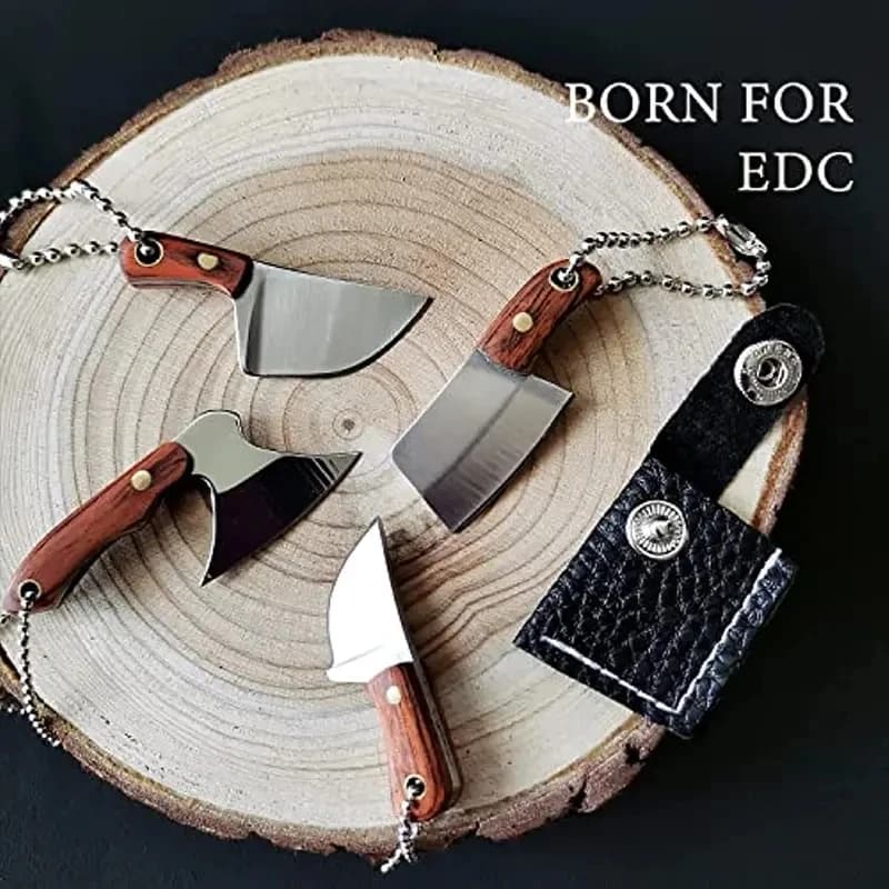 4pcs/Set Stainless Steel Pocket Knife Kitchen Mini Cleaver EDC Keychain Portable Unboxing Knife Fishing Cutting Knife - 4
