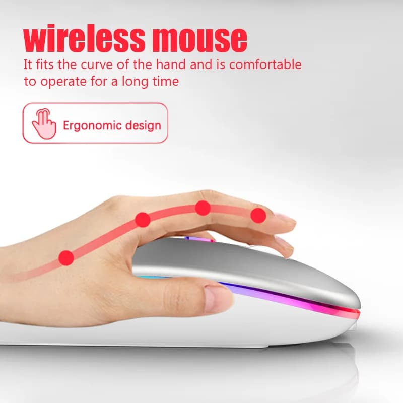 Wireless Mouse For Laptop PC Bluetooth RGB Rechargeable Mouses Wireless Computer Silent Mice LED Backlit Ergonomic Gaming Mouse - 3