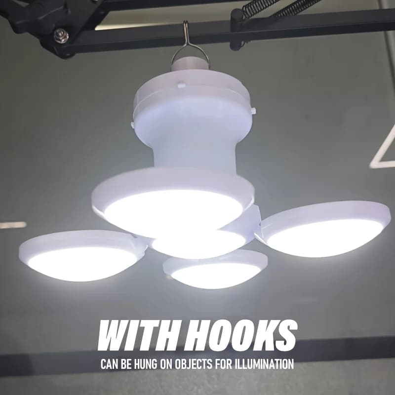 ضوء قابل للطي يعمل بالطاقة الشمسية، مصباح LED محمول قابل لإعادة الشحن عبر USB، كشاف تخييم، مصباح طوارئ لانقطاع التيار الكهربائي