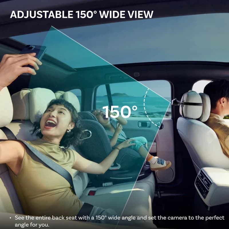 محول كاربلاي لاسلكي Ottocast Cabin Care كاميرا سيارة للأطفال بدقة 1080 بكسل عالية الدقة بزاوية واسعة 150 درجة ورؤية ليلية شاشة المقعد الخلفي لـ 98% من السيارات - 3