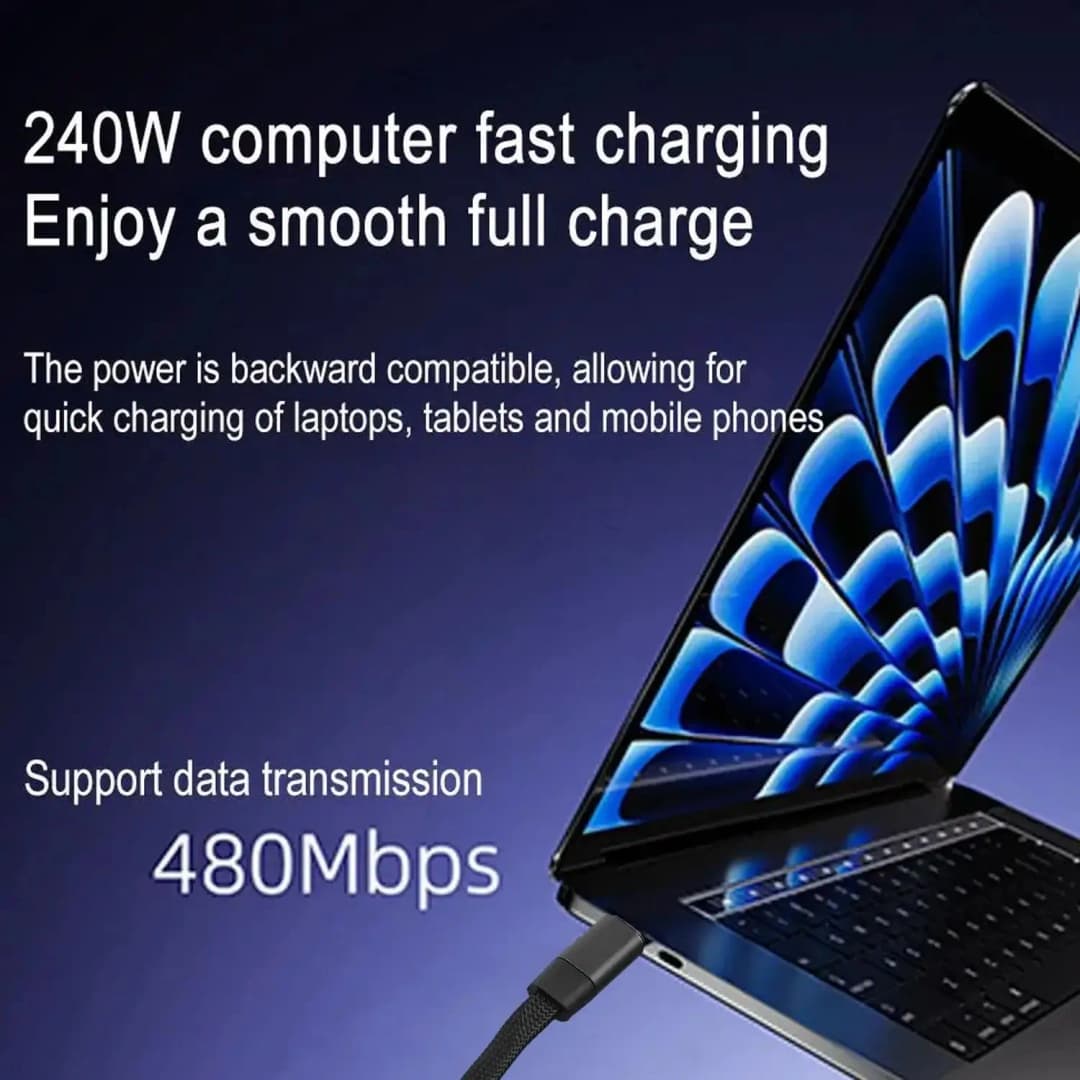 oozcc 240W Elbowed 180° Fast Charging Foldable Phone Holder,PD cable Nylon Data Sync, For iPhone 17, Samsung, Xiaomi, POCO, Tesl - 6