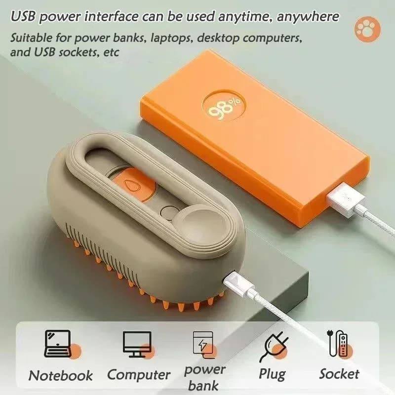 3 في 1 فرشاة بخار للحيوانات الأليفة بضغطة زر قابلة للطي والدوران فرشاة تدليك لإزالة شعر القطط والكلاب استحمام تنظيف الشعر العائم - 4