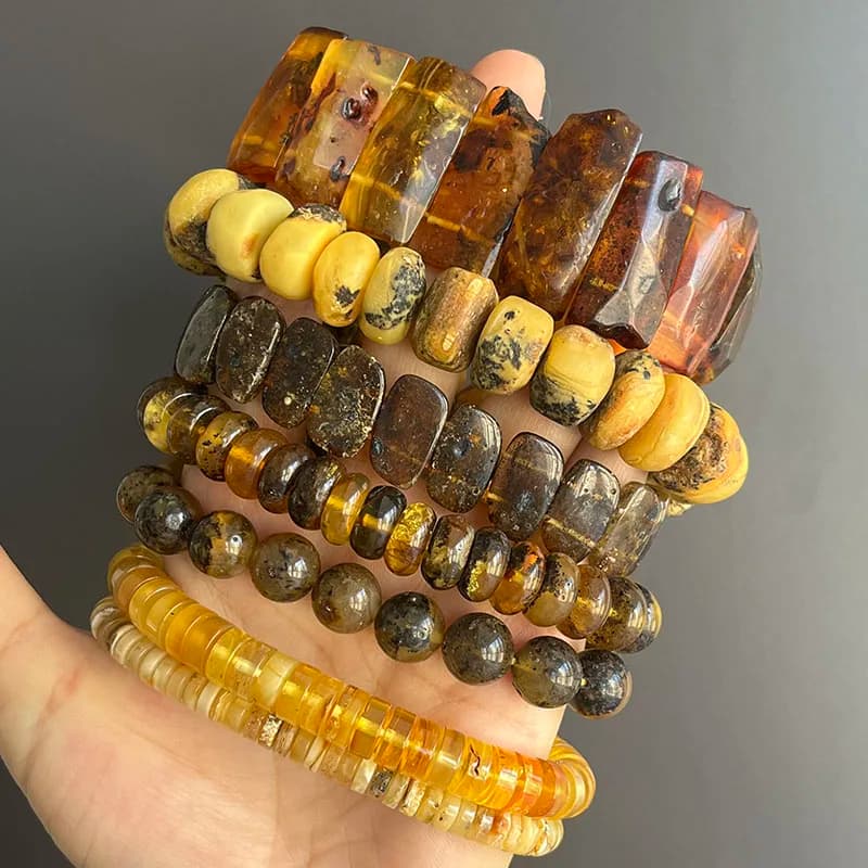 Yoowei البلطيق الطبي العنبر سوار للجنسين الأصلي اليدوية الأزياء Diy شفاء العنبر الأصفر مجوهرات اكسسوارات بالجملة - 3