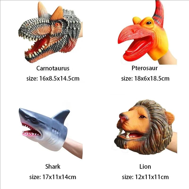 Pet Cat Dog Teasing Hand Puppets Dinosaur head Model Toy T-Rex Dino Jurass Shark Tiger Park Dolls Dinosaur Worlds Soft Plush Toy - 3