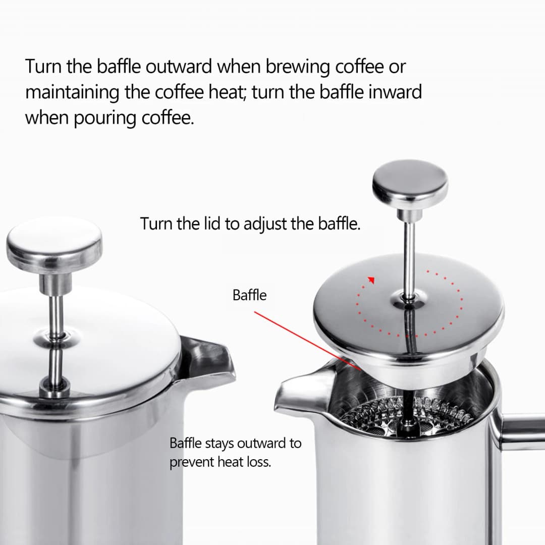 350ml/800ml/1000ml Coffee Maker Pot French Press Coffee Maker Stainless Steel Double Walled Insulated Coffee Maker Pot - 6