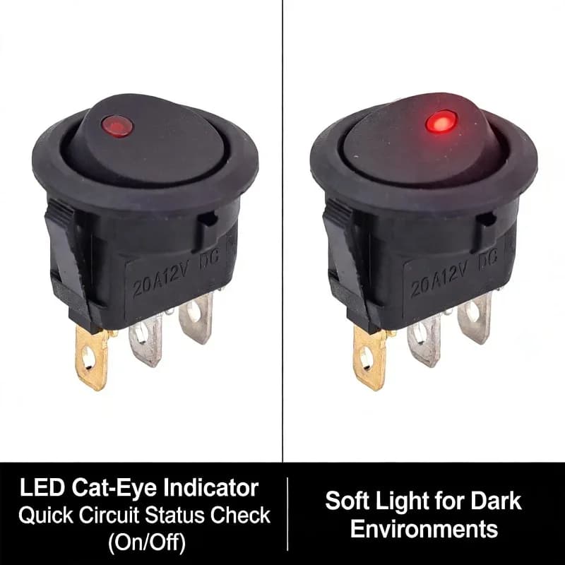 Car Truck Rocker 3 Pin 2 Position Switch on/Off Control SPST for Marine Auto Parts 12V LED Boat Switch with Light 1/3/12pcs - 4