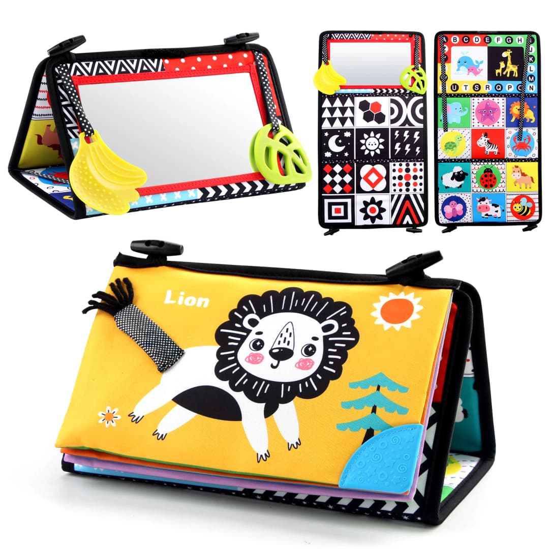 أبيض وأسود الطفل الطابق مرآة البطن الوقت الألعاب الحسية 6-24 أشهر ألعاب الأطفال ألعاب مونتيسوري الزحف تطوير ألعاب الأطفال