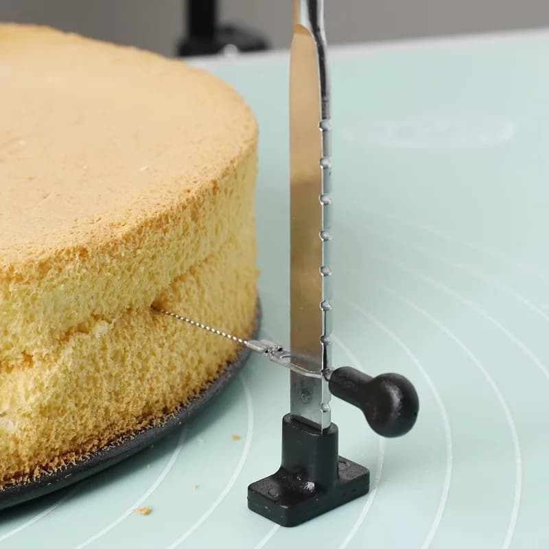 1pc Kitchen DIY Cake Layering Tool With Scale, Cheese Cutting Board Wire Slicer, Adjustable Cake Slicer With Handle - 6