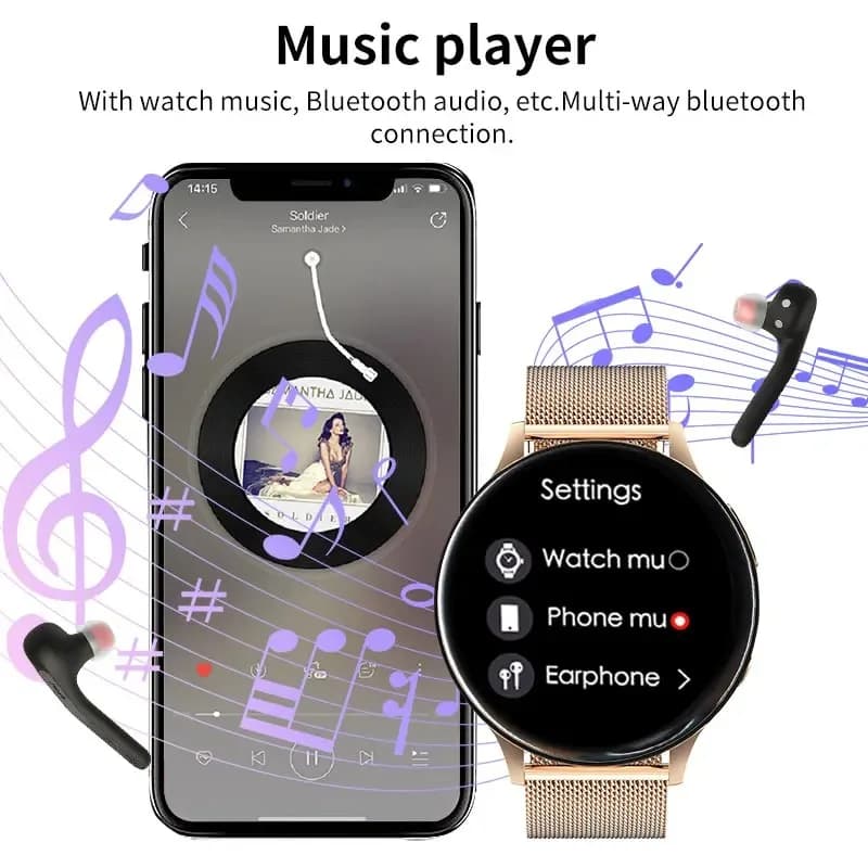 LIGE Women's Smartwatch Heart Rate Monitor NFC Door Unlock Bluetooth Call Music Play Voice Assistant Smartwatch For Android IOS - 3