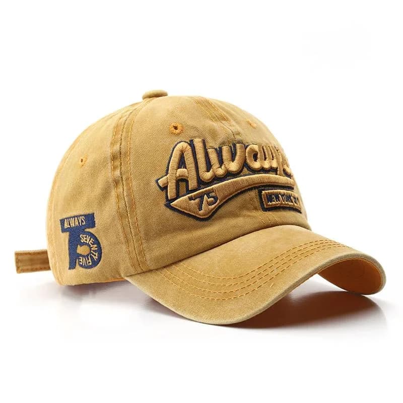 2025 Spring/Summer Unisex Cotton Baseball Cap Vintage Washed with Alphabet  ALWAYS Embroidery - Hip-Hop Inspired Snapback Design - 6