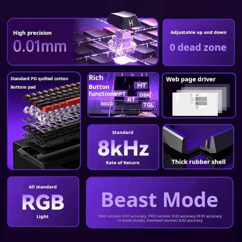 AULA WiN 60 لوحة مفاتيح ميكانيكية محورية مغناطيسية RT مع اتصال سلكي للألعاب، مفك ويب، معدل استجابة 8K - 6