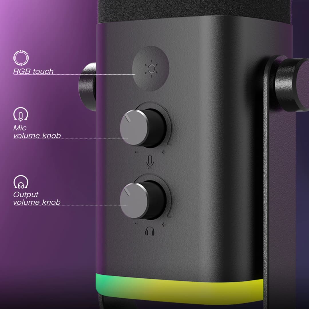 ميكروفون ديناميكي FIFINE USB/XLR، زر كتم صوت باللمس، مقبس سماعة رأس، تحكم إدخال/إخراج، لخلاط PC، PS5/4، ميكروفون ألعاب Ampligame AM8 - 4