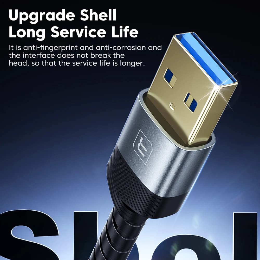 كابل Toocki USB 3.0 ذكر إلى أنثى، تمديد عالي السرعة 5 جيجابت/ثانية، سلك بيانات من سبائك الألومنيوم للكمبيوتر والتلفزيون والأجهزة المحمولة - 2