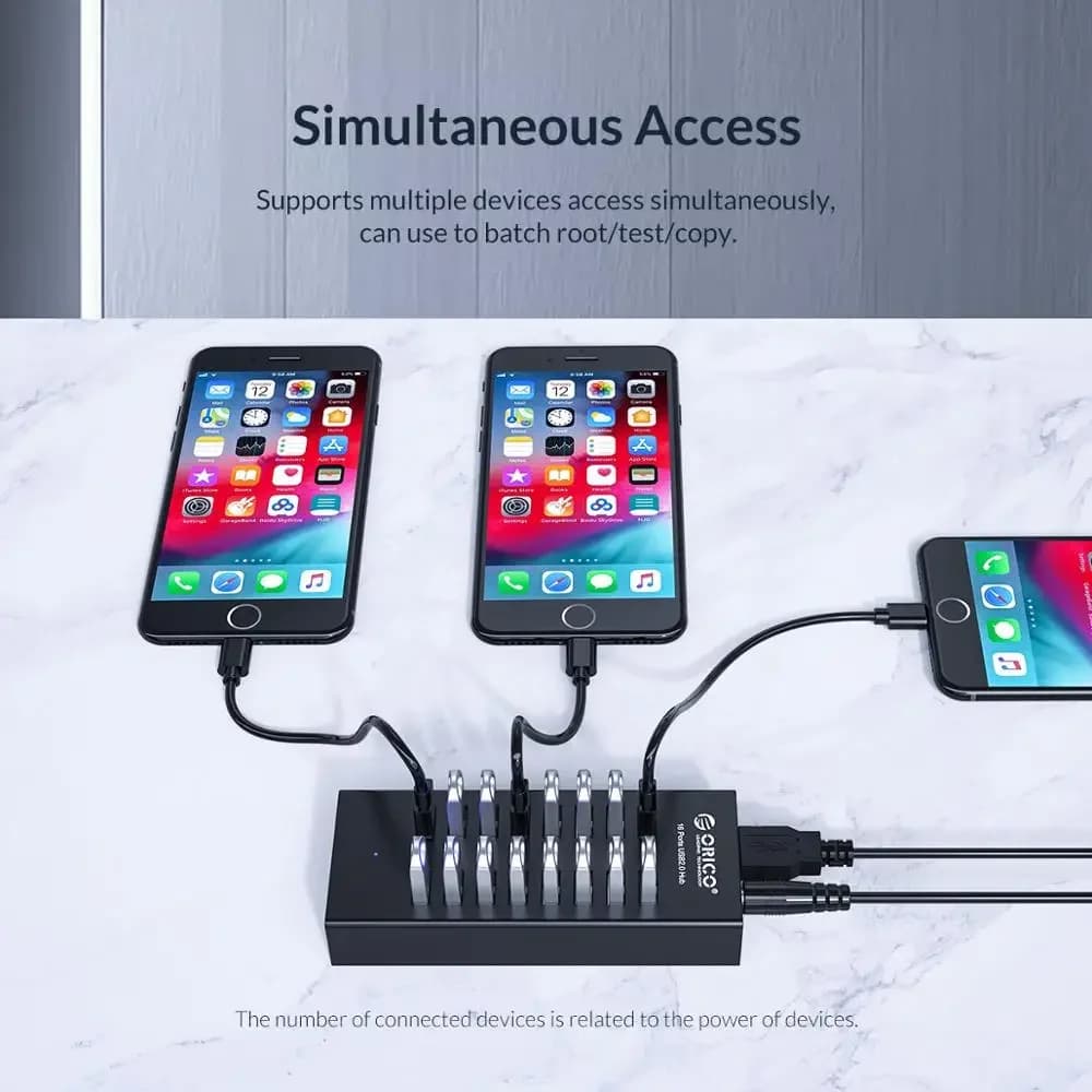 موزع USB صناعي ORICO 16 منفذ ألمنيوم محول طاقة محطة إرساء لإكسسوارات الكمبيوتر متجر Orico الرسمي - 4