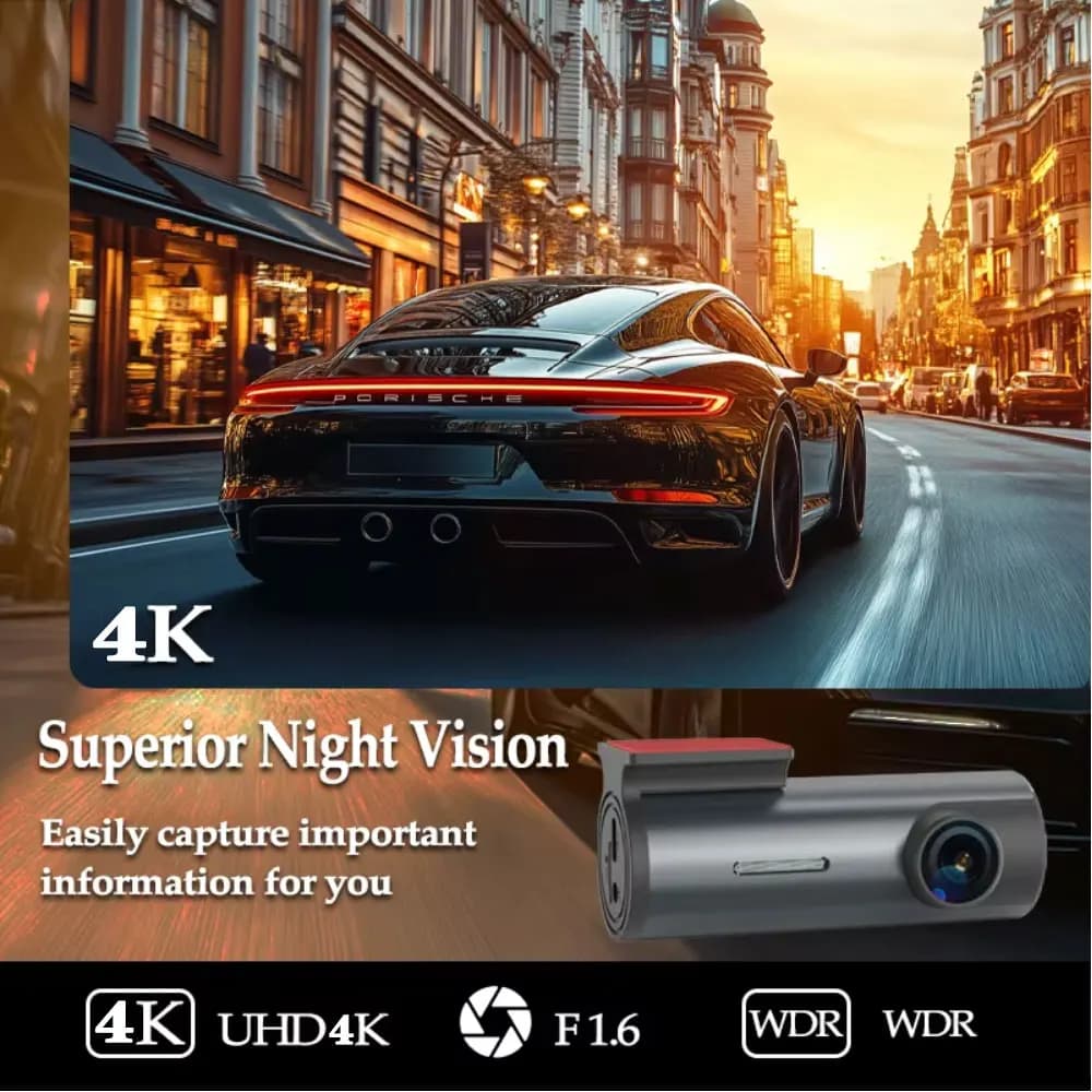 Dash Cam 4K WiFi GPS Dash Camera for Cars Mini Front Car DVR 24H Parking Mode G-Sensor Car Driving Video Recorder Loop Recording - 4