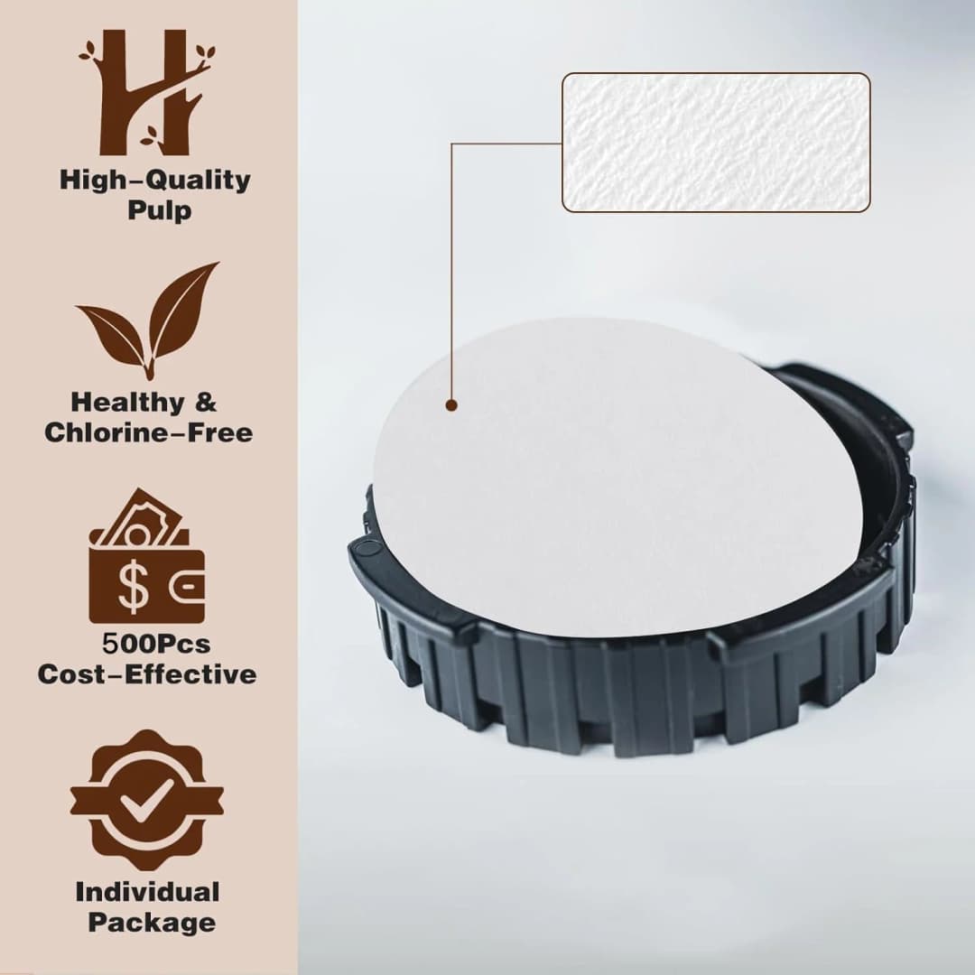 فلاتر قهوة مستديرة، متوافقة مع صانع القهوة Aeropress Bialetti Moka Pot صانع الإسبريسو Bialetti Moka Pot (500 قطعة/1000 قطعة) - 2